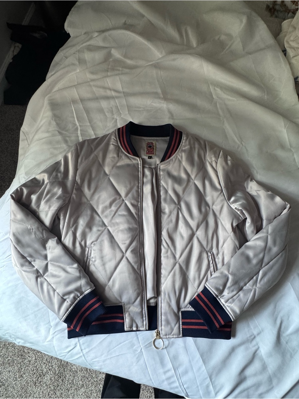 Classic Rock Couture Silver Wings Satin Bomber Jacket - Picture 6 of 11